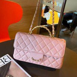 10A Fashion Metal Coin Bag Cute Leather Women Diamond Lattice Shoulder Quilted Luxury Handle Purse Pochette Chain Hardware Key Wallet C Omkg