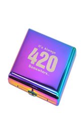 1PC Ice Rainbow Color Metal Patttern Cigarette Case 90x80mm Hold 20 Regular Size Cigarettes 85mm8mm With 2 Clips7168420