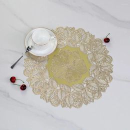 Table Mats Anti-scalding Mat Elegant Hollow Out Leaves Round Placemats Set For Dining Non-slip Heat Resistant Pvc Home