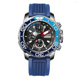 Wristwatches Reef Tiger Men Automatic Watch 45mm Mechanical Wristwatch Sport 5ATM Waterproof Luminous Rubber Strap Month Week Date 24 Hours