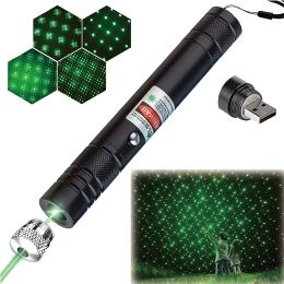 Optics Green Laser Pointer 10000m USB Charging Builtin Battery Laser Torch High Powerful Single Starry with Adjustable Focus Laser