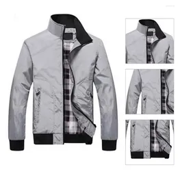 Men's Jackets Fashionable Spring Jacket Grid Inseam Men Solid Colour Great Stitching Breathable
