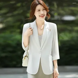 Women's Suits 2024 Summer Thin Ice Silk Blazer Fashion Slim Fit Slimming Versatile Sun Protection Blazers