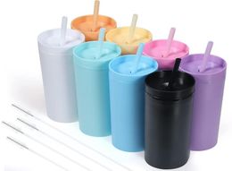 Fast Delivery Tumblers Cups Matte Pastel Colored Acrylic with Lids Straw DIY Gifts Reusable Cup for Cold Drinks Mugs Bulk 16 o1160065