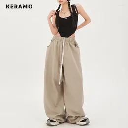 Women's Pants Y2K Wide Leg Elastic Waist Drawstring Baggy Cargo Vintage Street Mopping Sweatpant Casual Trashy Punk Trousers