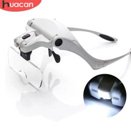 Stitch HUACAN Diamond Embroidery Painting Glass Lamp 1.0X 1.5X 2.0X 2.5X 3.5X Adjustable 5 Lens Headband Magnifier Tool