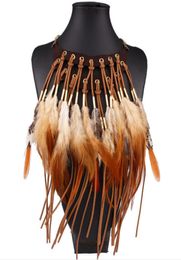 blingbling Brand design model show Jewellery Soft high quality Exaggerated Alloy necklace fashionable Bohemian style feather necklac4910808