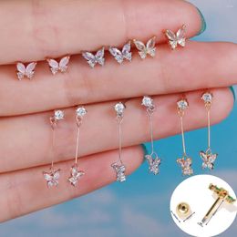 Stud Earrings 1pc Sparkling Zircon Butterfly Cartilage Piercing Ear For Women Animal Jewellery Gifts