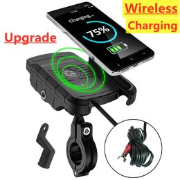 Stand Motorcycle Phone Halter drahtloses Ladegerät Moto Motorrad Mirror Mobile Ständer unterstützen USB Fast Wireless Lading Mobiltelefonhalterung