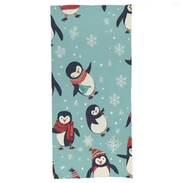 Bath Accessory Set Beach Towel Winter Christmas Penguins Microfiber Towels Swimmers Bathroom 27.6"x55.1"