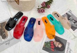 Fashion Original h Designer Slippers New Popular Fashion Casual Korean Version Transparent Candy Crystal Jelly Slippers Womens Flat Bott with 1:1 Brand Logo