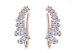 Stud Double Fair Shining Angle Wing Ear Cuff Earrings For Women Cubic Zirconia Rose White Gold Color Fashion Jewelry DFE791M1421459