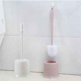 Brushes Plastic Handle Toilet Brush Set with Stand Corner Cleaning Brushes Detachable Round Nylon Head WC Bathroom Accessories Classical
