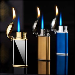 Wholesale Lighters Creativity Crocodile/Dragon Lighter Refilling Metal OEM Butane Double Flame Cigarette Lighter