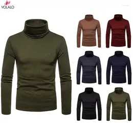 Men's Sweaters VOLALO 2032 Casual Slim Fit Basic Turtleneck Knitted Sweater High Collar Pullover Male Double Autumn Winter Tops