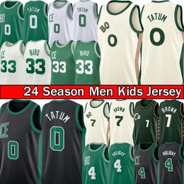 0 Jayson Tatum Basketball Jerseys Jaylen Brown City Jersey 4 Jrue Holiday Retro Larry 33 Bird 2023-24 Mens Kids Youth Green Stitched Shirt