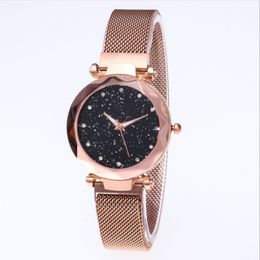 Wholesale Diamond Starry Sky Beautiful Quartz Womens Watch Ladies Watches Fahsion Woman Casual Rose Gold Wristwatches 285I