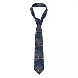 Bow Ties Charm Tree Gold On Dark Blue Necktie Mens Custom Silk Amulet Nazar Evil Eye Neck For Office