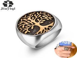 Stylish Ring for Men Stainless Steel Tree of Life Rings Women Silver Gold Wedding Ring New Punk Rock Hiphop Jewellery Gift3899230