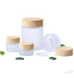 Empty Cosmetic Portable Case Screwtop Bottle Imitation Wood Grain Cover Glass Cream Bottling Storage Matte Containers Jar Travel 2096577