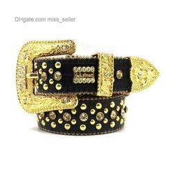 2022 Designer BeltSimon Rhinestone belt men's studded rivet handmade personality hip-hop punk fashion pants miss seller7326578