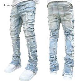 Demin Tear Jeans Men's Jeans Men 'S Ripped Stacked Distressed Destroyed Skinny Demin Pants Slim Fit Trousers Aesthetic Fairy Shorts Streetwear 290