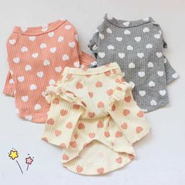 Dog Apparel Cute Pet Love Undershirt Clothes For Small Warm Teddy Soft Pyjamas Bichon Jumper Clothing Vest H240506