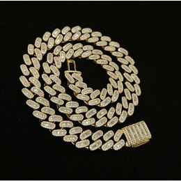 Rappers Cuban Chain Hiphop 12mm 14mm 925 Sterling Silver Baguette Iced Out Miami Moissanite Cuban Link Chain