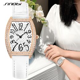 Wristwatches SINOBI Luxury Women Watches Fashion Shinning Diamonds Leather Strap Waterproof Roman Numbers Quartz Female