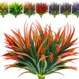 Decorative Flowers 14 Leaves Spring Grass Garden Decor Simulated Eco-friendly Artificial Plants Green Creative Tropical Desktop