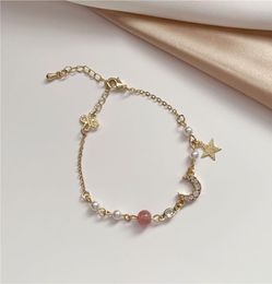 Birthday Gift Fashion Zircon Alloy Bracelets Personality Star Moon Women Chain Wedding Bride INS Bracelets Fashion Accessories7475649