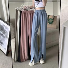 Women's Pants Korean Summer Flared High Waist Casual Slim Wide Leg Soft Breathable Long Trousers 2024 Female Clothing