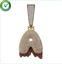 Hip Hop Jewellery Mens Iced Out Pendant Luxury Designer Bling AZ Bubble Letters Diamond CZ Dripping Initial Match with Cuban Link C7823961