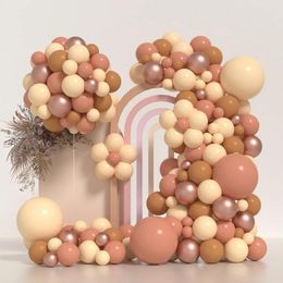 Party Decoration Retro Pink Balloon Garland Skin Brown Rose Gold Balloons Arch Kit Baby Shower Kids Birthday Wedding Background