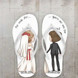 Slippers 1pairs custom any text language photo couple slippers Wedding Bride bridesmaid gifts groom groomsman Personalised flip flop gift 240506