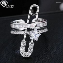 Cluster Rings Silver Color Double-Deck Star Zircon Adjustable For Women Unique Design Pin Party Accessories Jewelry Gifts Bague Femme
