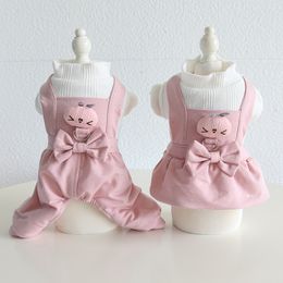 Dresses 2022 Autumn Winter Pet Clothes Warm Wool Small Dog Princess Dress Sweet Jumpsuit Thicken Sweater Kitten Puppy Coat Yorkshire Pug