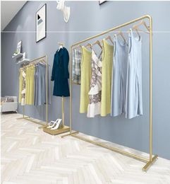 Iron art cloth rack Bedroom Furniture Nordic Light luxury clothing store floor type display clothes racks8386109