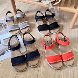 Designer sandals for women slides slippers summer Hemp Sandals Couple Family Boutique Charm Flat Leisure Style Sandals Leopard Pattern Denim Sandals