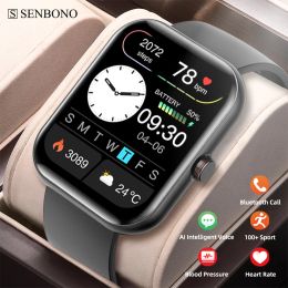 Watches SENBONO New 1.91inch Large Touch Screen BT Answer Call Smart Watch Men's 100+ Sport Modes Heart Rate Blood Pressure Smartwatch