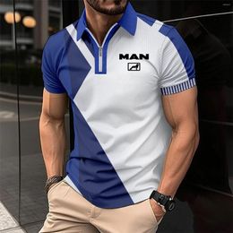 Men's Polos Fashion Short -sleeved Striped Stamps Poloshan Casual Lapel POLO Shirt Truck MAN Print High-end For Men