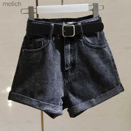 Women's Shorts Casual High Waist Denim Shorts Summer New Solid Color Loose Wide Leg A-line Hot Pants Korean Style Fashion Women Clothing WX