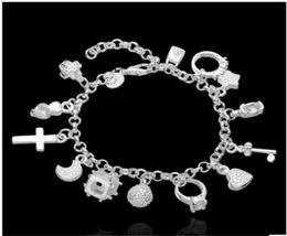 Newly Arrival Fashion Womens Charms Bracelet Bangle Plated Silver Lovely Chain Bracelet Jewelry 1128 Q28014440