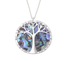 Nuova Fashion 925 Sterling Silver Tree of Life Pendant Natural Abalone Shell Colamour Glamour Women Wedding Gioielli 10020460