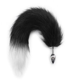 25cm diameter butt plug cosplay fox tail Sexspielzeug anal plug sex toy 41cm length black white women dog cat tail dildo3146385