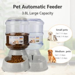 Feeding Newest 3.8L Pet Automatic Feeder Plastic Dog Water Bottle Large Capacity Food Water Dispenser Cat Feeding Bowls Pet Supplies