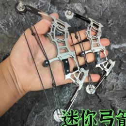 Arrow 2 Size Powerful Compound Bow Set Archery Mini Bow Indoor Leisure Decompression Pulley Bow Stainless Steel Mini Bow