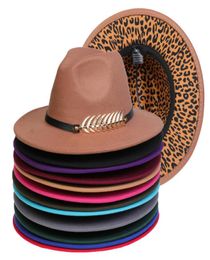 Leopard Fedora Hats Women Men Felt Hat Woman Fedoras Man Jazz Top Hat Female Male Wide Brim Cap Fashion Spring Autumn Winter Caps 2600876