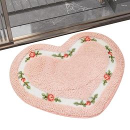 Carpets Heart Shaped Rug Bath Rose Doormat With Anti Skid Bottom Machine Washable Fluffy Mat For Front Door Shower Love Rugs Bathtub
