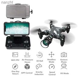Drones Luggage Mini Folding Portable Drone HD Air WiFi FPV Air Pressure Hover 3D Rolling Gesture Control Remote Control Four Helicopter Toys WX